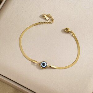 Evil Eye Spiritual Protection Boho Charm Gold Snake Chain Bracelet NEW